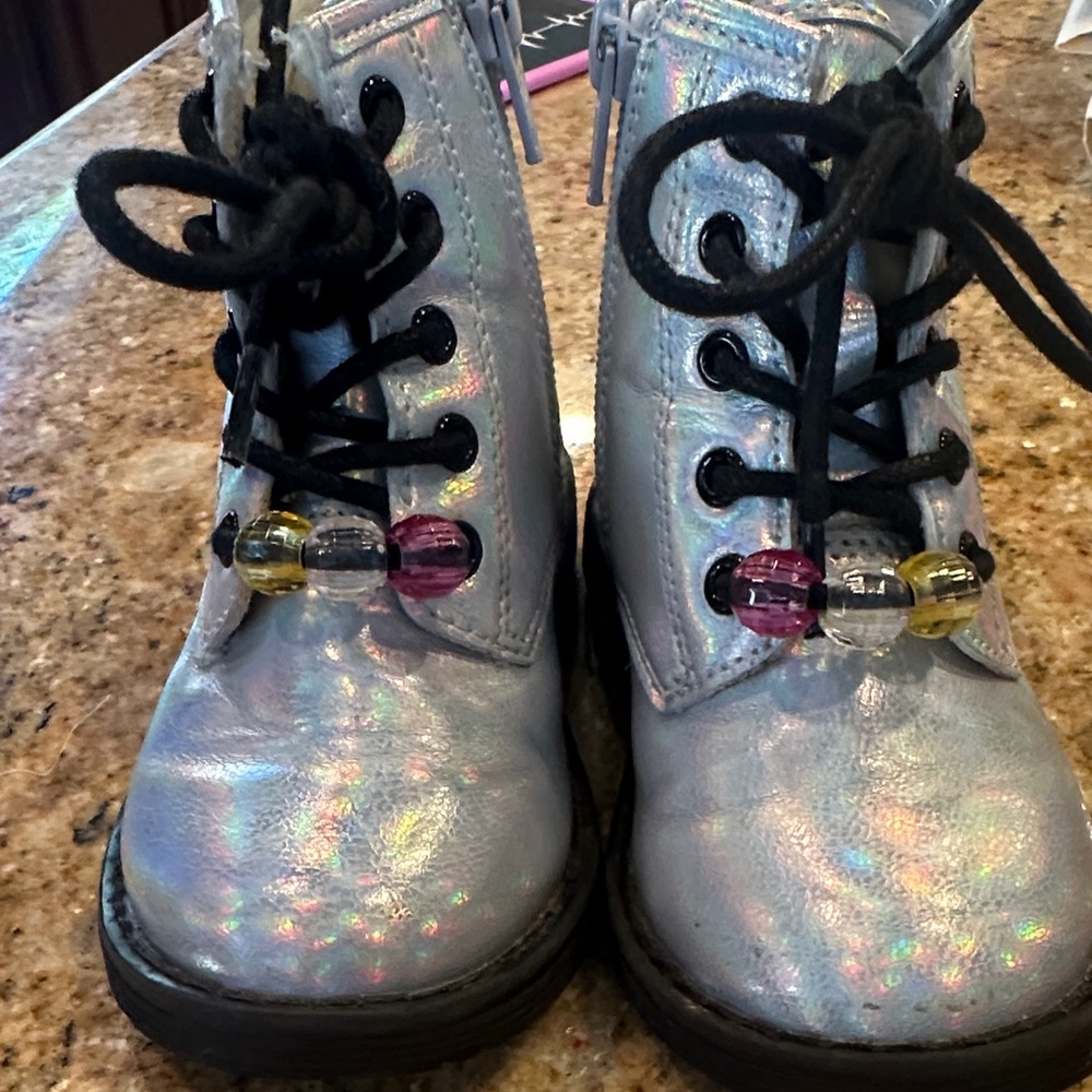 Kids Iridescent Boots with Bead Accents